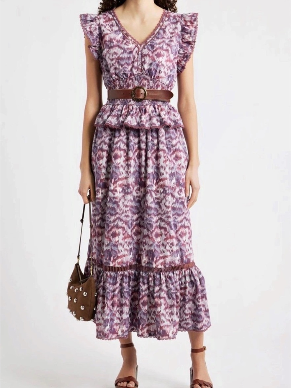 Faithful the Brand TBS1936 Abstract Maxi Dress Purple & Pink Size Small NWT. Nor